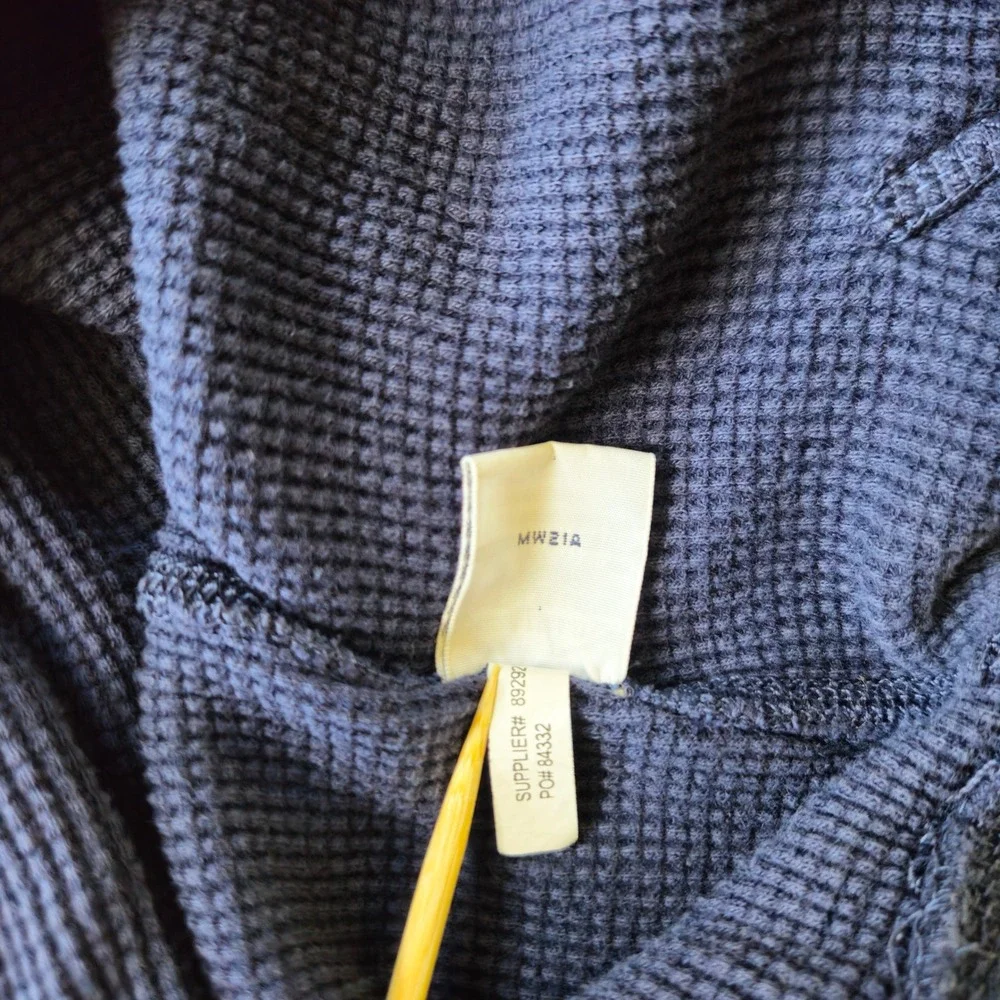 POLO RALPH LAUREN Washed Navy Waffle Knit Thermal Hoodie‎ L Red Pony Preppy